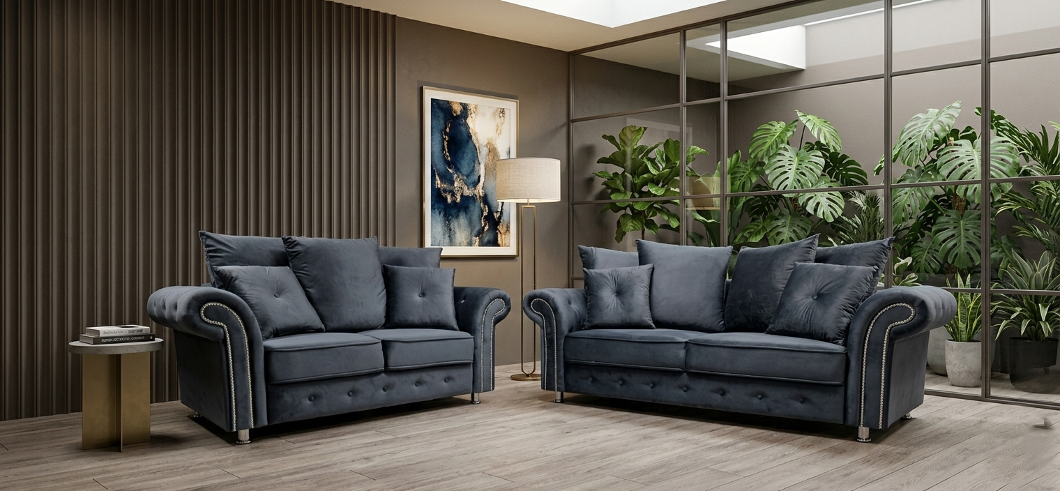 Sapphire Tufted 3+2 Velvet Sofa Set