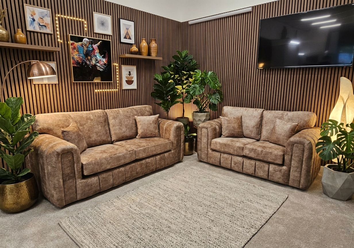 Jasper Distressed Suede 3+2 Sofa Set