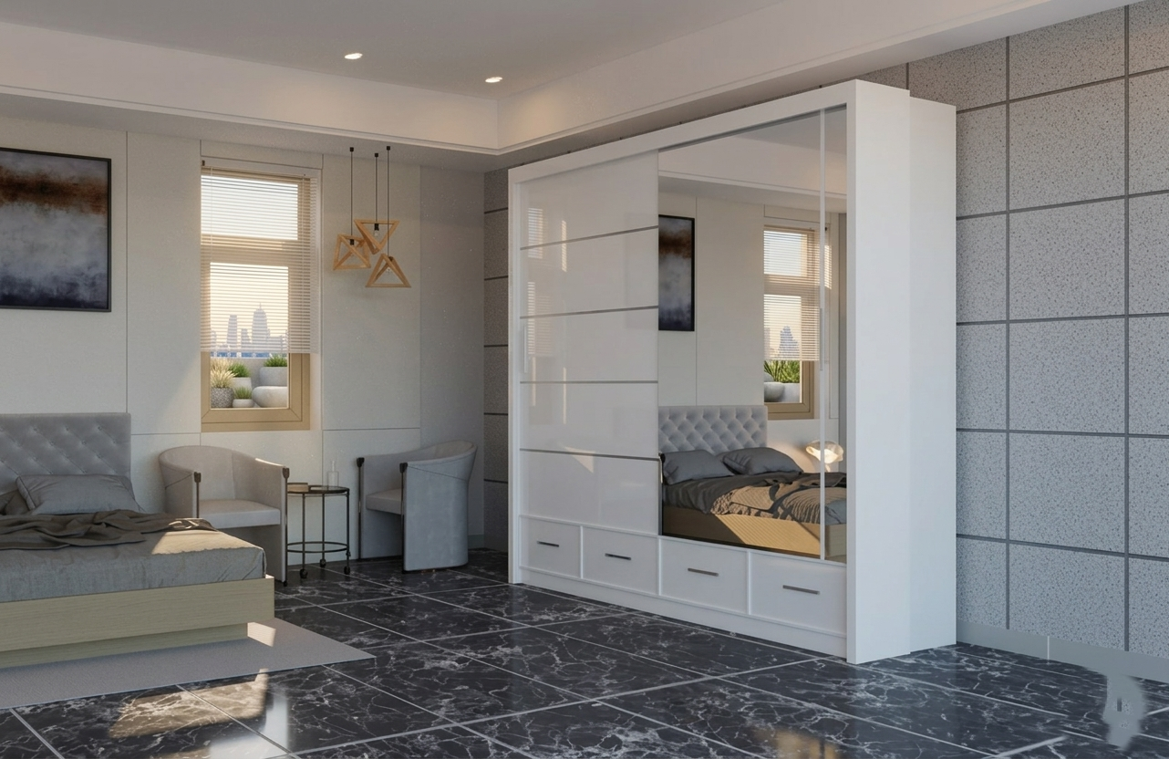 Sycylia Modern Sliding Mirror Wardrobe