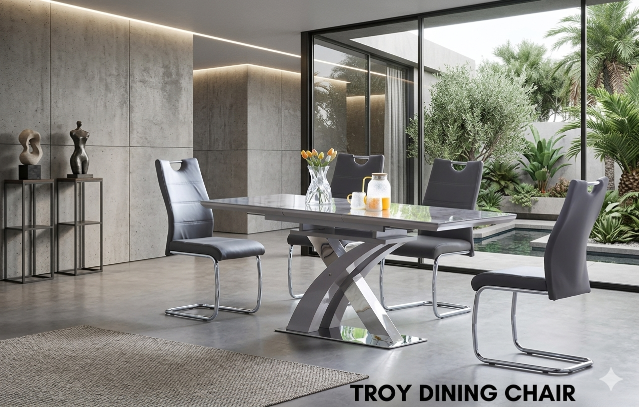 Troy Cantilever Faux Leather Dining Chair
