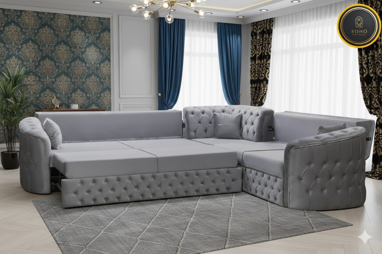 Harem Luxury Corner Sofa – Premium Deep-Button Design