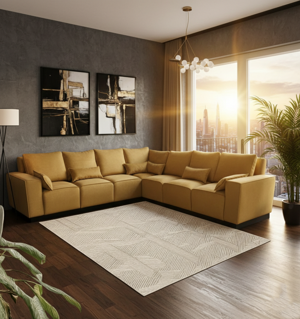 Sloan Corner Fullback Sofa – 2 Bolsters Cushions