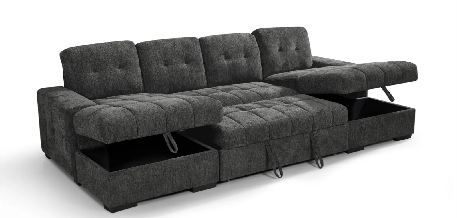 Palermo Grey U Shape Corner Sofa Bed with Storage