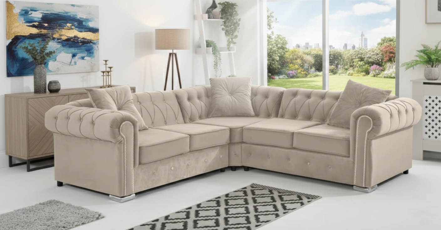 Olympia Chesterfield With Dimond - Corner - Extra Cushions