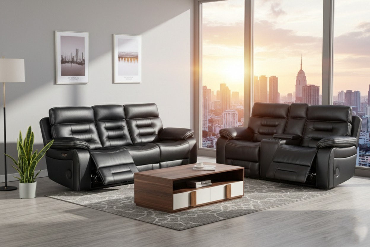 Omanto - 3+2 - Leather Recliners