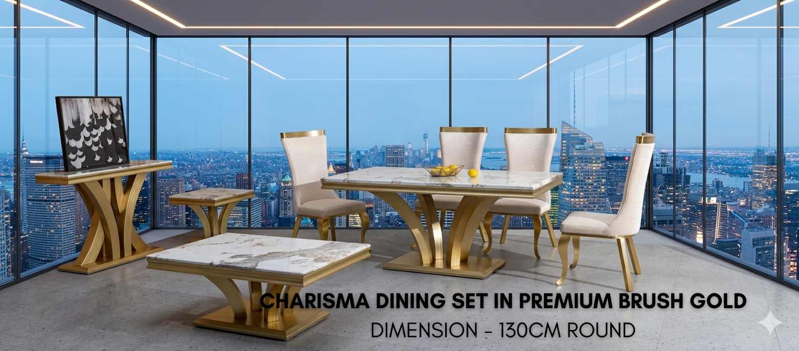 Charisma Luxury Dining Set – Premium Brushed Gold Edition