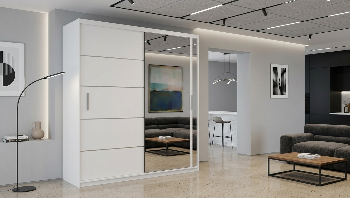 Vision Linear Sliding Wardrobe with Full-Length Mirror