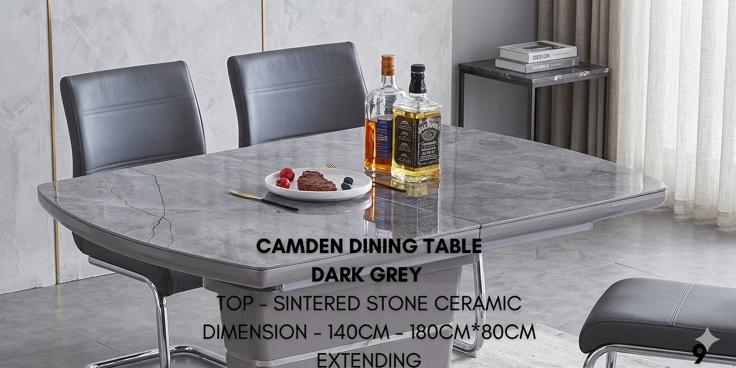 Camden Extending Sintered Stone Ceramic Dining Table