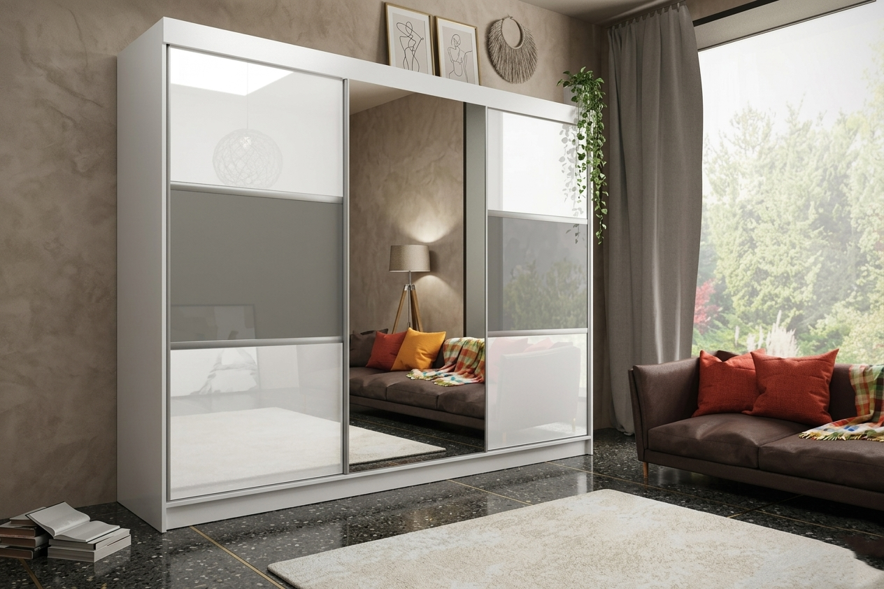Manhattan 3 Door Sliding Wardrobe with Full Mirror