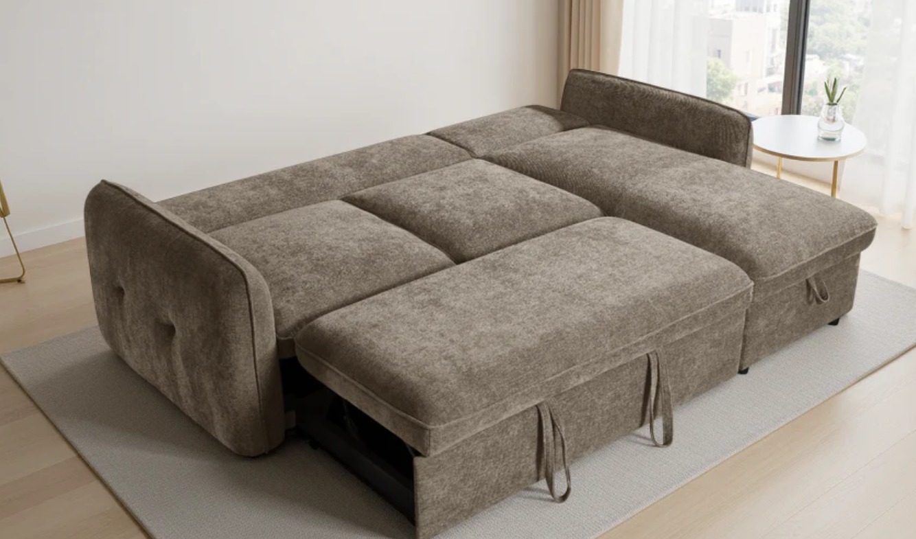 Moscow Grey U Shape Corner Sofa Bed with Storage