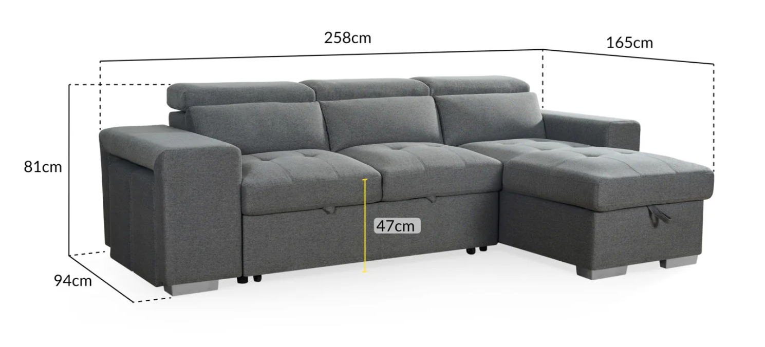 Artemis Sofabed Grey Universal Corner