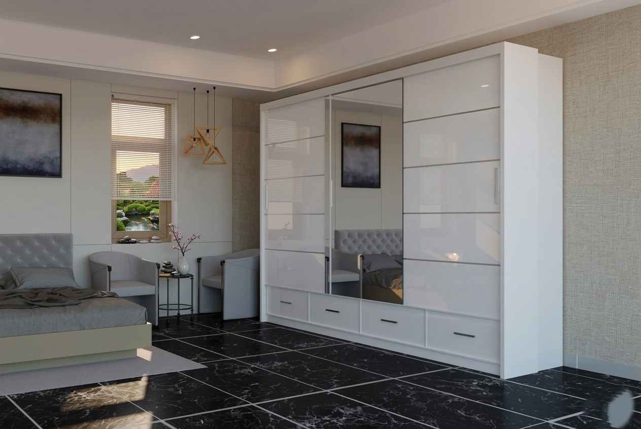 Sycylia 3 Door Wardrobe with Mirror and Drawers