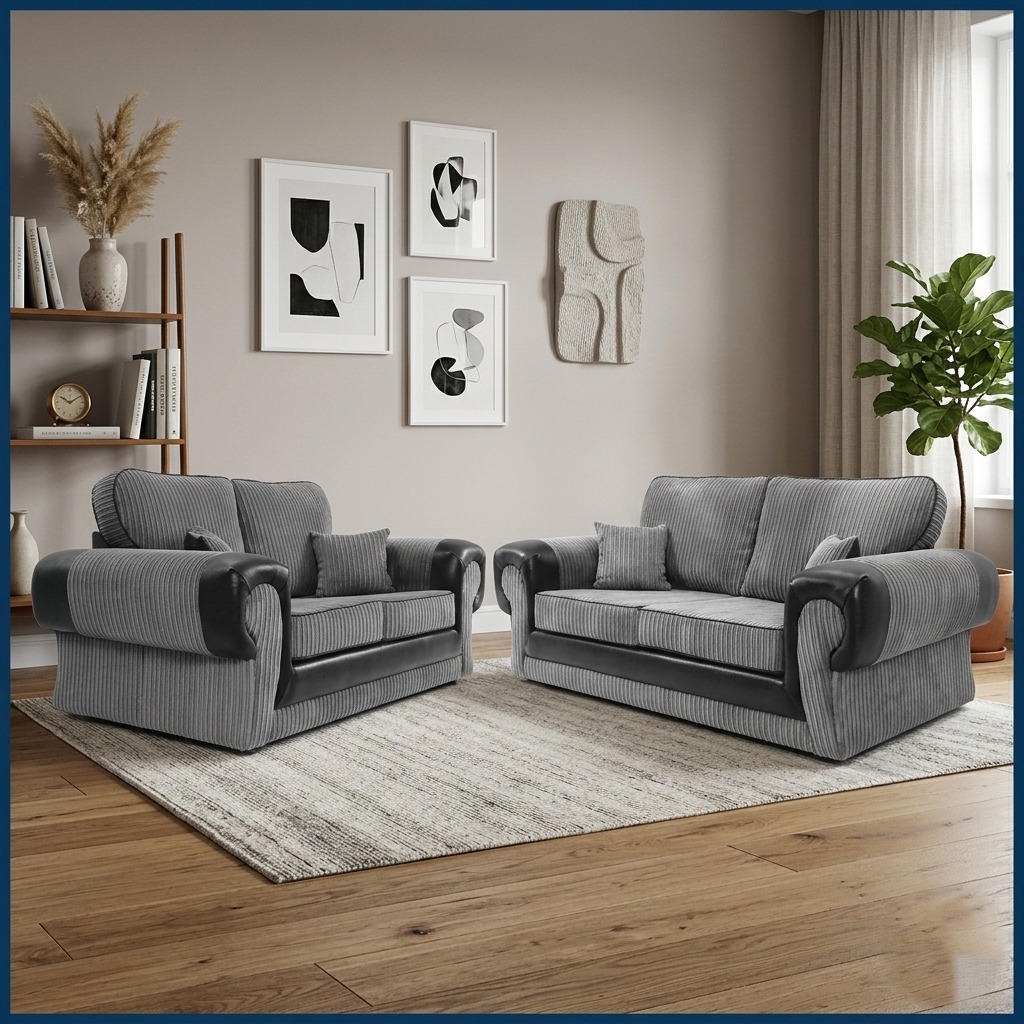 Metropolitan Charcoal Jumbo Cord Sofa Set